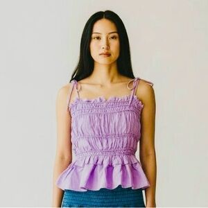 NWT Aqua Women’s Lavender Ruched Adjustable Ties Cami  Top. Size L. SKU 317